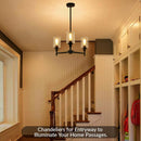 Three Light Black Glass Chandelier For Dining Room And Entryway With Glass Shade