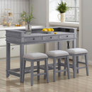 TREXM 4-Piece Dining Table Set for 3, Retro Kitchen Table and Chairs Set with 3 Storage Drawers, Ideal for Small Spaces (Gray)