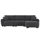 [VIDEO] 110' Modular Sectional Sofa, L Shape with Extra-large Seat, Pull-line Design, Movable Ottoman, High Density Foam, Free Combination, Sturdy Metal&Wood Frame, Boucle Fabric, 3 Colors