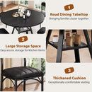 Round Circular Dining Table Set Black Diameter47Inches