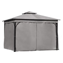 TREXM 10x12 Outdoor Gazebo Tent with Double Roofs, Patio Gazebo with Mosquito Netting and Privacy Screens, Patio Canopy for Shade and Rain for Backyard, Garden, Lawn and Deck (Grey)