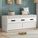 Rustic Storage Bench with 2 Drawers, Hidden Storage Space, and 3 False Drawers at the Top, Shoe Bench for Living Room, Entryway (White)