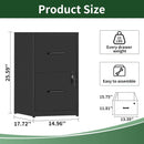 Two Drawer Locking Steel File Cabinet for Home Office Vertical Letter Size Black