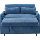 55.1' Pull Out Sleep Sofa Bed Loveseats Sofa Couch with Adjsutable Backrest, Storage Pockets, 2 Soft Pillows, USB Ports for Living Room, Bedroom, Apartment, Office, Blue (Old SKU: WF315689AAC)