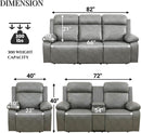 Power Recliner Sofa Set With LED Lights Grey Two Piece