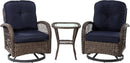 Outdoor Wicker Swivel Glider Rocker Patio Furniture Set