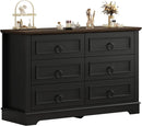 Black FortySevenPointTwoInch Wide Six Drawer Dresser