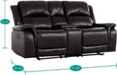 Oversized Espresso Leather Recliner Loveseat For Home Theater
