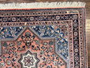Persian Shiraz Rug 3x5, Geometric Tribal Rug, Wool Hand Knotted Vintage Carpet, Light Red & Blue, Signed by Masterweaver