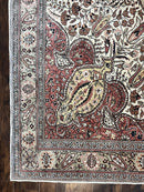 Turkish Sivas Rug 9x12, Handmade Vintage Wool Carpet, Cream Ivory