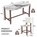 5-Piece Counter Height Dining Set, Faux Marble Bar Table with 4 Upholstered Chairs, Mid-Century Style for Kitchen or Small Spaces