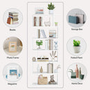 S Shaped Bookshelf White 6 Tier Display Bookcase Office