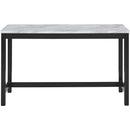 Blue Velvet Bar Table Set With Faux Marble Top 4 Piece
