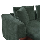 Elegant Chenille L-Shaped Sofa with Wooden Storage Compartment, Green, 93.7 Inches