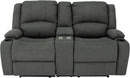 Powered Double Wall Hugger Recliner Sofa 67in Fossil Cloth