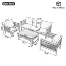 Outdoor Sectional Sofa Set 5-Person Patio Seating Group with Cushions and Coffee Table, Grey, Steel & Acacia Wood