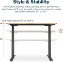 Electric Height Adjustable Standing Desk 54 By 26 Inches Reclaimed Wood