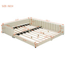 Queen Size & Twin XL Size Upholstered Platform Bed, Mother & Child Bed, PU Leather, Beige