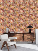 Protea with Red Leaves Wallpaper