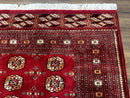 Red Turkoman Bokhara Rug 8x11, Pakistani Turkmen Carpet, Vintage Traditional Area Rug