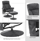 Dark Grey Swivel Recliner With Ottoman Vibration Massage