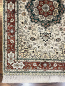 Silk Turkish Kayseri Rug 2.7 x 4, Floral Medallion, Fine Oriental Carpet, Small Vintage Rug, Silk Pile on Silk Foundation, Hand Knotted