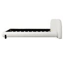 King Size Bed Frame with Boucle Fabric, Upholstered Platform Bed with Curve-Shaped Design & Thick Headboard, White