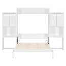 Queen Size Murphy Bed with Desk, Vanity and Cabinets, White