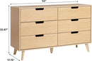Mid-Century Modern 6-Drawer Dresser, 52 Inch Width