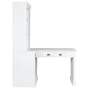 83.4'Tall Bookshelf with Writing Desk, Modern Bookcase with Study Desk, Workstation with Storage Shelf,Storage Bookcase with Open Shelves and LED Lighting for Living Room,Home Office,White