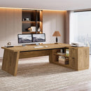 Executive Corner Desk 78 Inch Drawers Brown Shelves