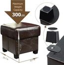 Brown PU Leather Storage Ottoman Featuring CushionedTop