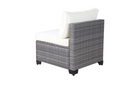 All-Weather 7-Piece Gray PE Wicker Patio Conversation Set with Beige Cushions and coffee table