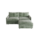Corduroy Fabric Loveseat Sofa Couch with 1 Footrest for Living Room,2 Seater L-Shaped Sectional with Ottoman, Upholstered Large Size Deep Seat 2-Seat Sofa with 2 cushions