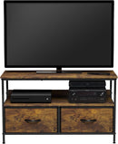 2 Drawer TV Stand Chest For Living Room With Open Shelf And Fabric Drawers For Media Storage