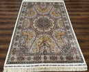 Turkish Silk Rug 5 x 7.6, Dome Design, Bamboo Silk, New