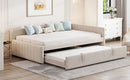 Full Size Upholstered L-Shaped Upholstered Daybed with Twin
Size Pop Up Trundle, Beige
