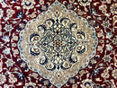 Persian Nain Rug 8x11, Wool and Silk Highlights, Burgundy & Ivory