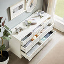 Modern 3 Drawer Bedroom Chest of Drawers with 7 Drawers Dresser, Clothes Organizer -Metal Pulls for Living Room, Bedroom, Hallway, White, 47.6" x 15.7" x 26.6"