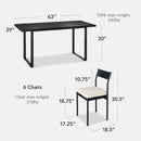 Six Seat Contemporary Dining Set Black Upholstered