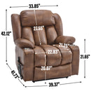 Dual Motor Infinite Position Up to 350 LBS Leatherair Power Lift Recliner Chair, Heavy Duty Motion Mechanism with 8-Point Vibration Massage and Lumbar Heating, Stainless steel Cup Holders, Brown