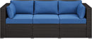 Outdoor Three-Seat Wicker Sofa with Deep Cushions and Pillows