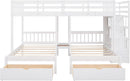 White Triple Bunk Bed With Storage Staircase Full Over Twin And Twin Bunk Bed