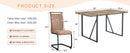Table and chair set.A minimalist retro rectangular dining table with a textured top and black metal legs.Paired With 4 Brown technology fabric chairs with Featuring arched black legs.