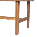 Stylish Acacia Wood Bedroom Bench with Woven PU Leather Seat