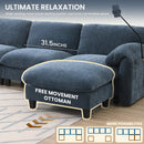 [VIDEO Provided] 140' Modular Sectional Sofa, U-Shape with 31.5' Extra-Wide Seat Cushion, USB and Type-C Charger, Phone Holder and 2 Side Storage Pockets, Free Movement Ottoman, Striped Chenille