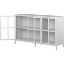 Modern Sideboard Buffet Cabinet with Storage Premium Steel Storage Cabinet, Adjustable Feet,Glass Doors,Large Capacity Organizer