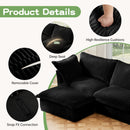 Slipcovered Sofa 2 Seater Sofa    With 2 Ottomans, 2 Seater Sleeper Sofa Bed Home Theater Oversized Sofa For Living Room, Corduroy, Black