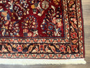 Antique Persian Sarouk Rug 4x6, Floral, Red, Wool Hand Knotted Fine 225 KPSI
