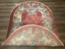 Oval Chinese Peking Rug 5x8, Pink, Floral, Vintage Chinese Wool Carpet